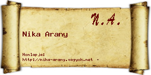 Nika Arany névjegykártya